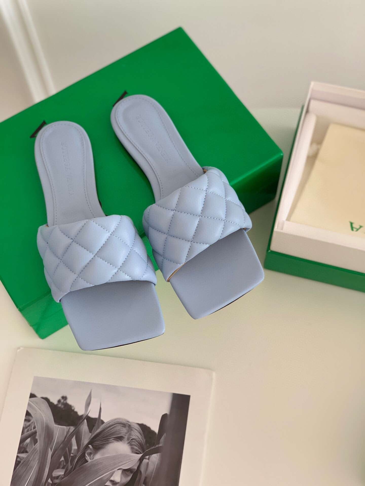 B*0ttega Sky Blue Women Slides