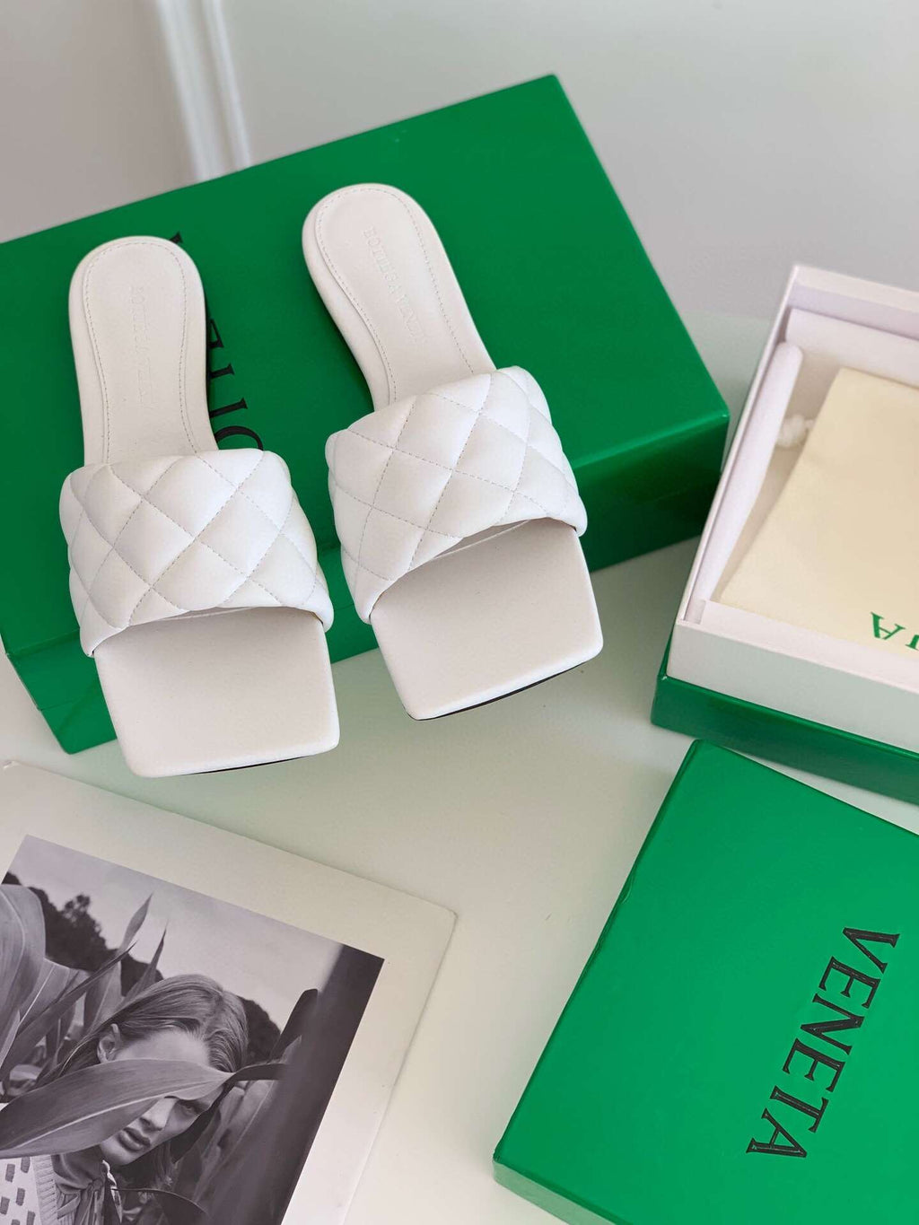 B*0ttega White Women Slides