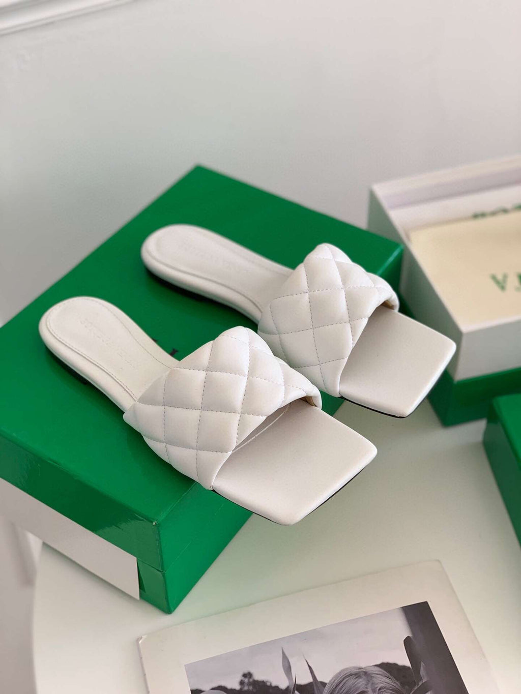 B*0ttega White Women Slides