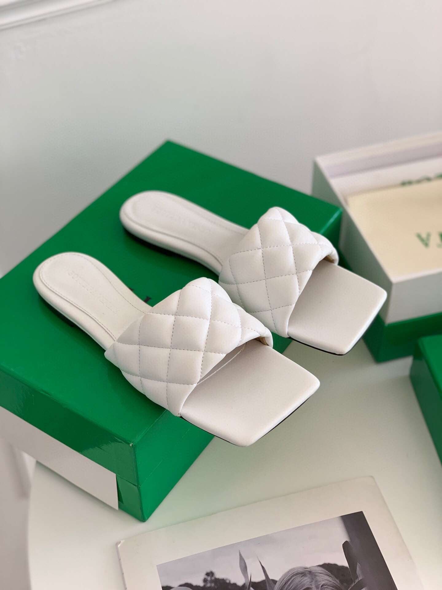 B*0ttega White Women Slides