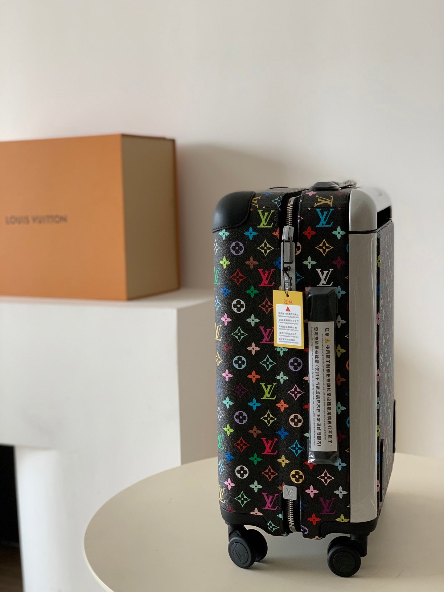 L*V Black Multi-Color Travel Luggage