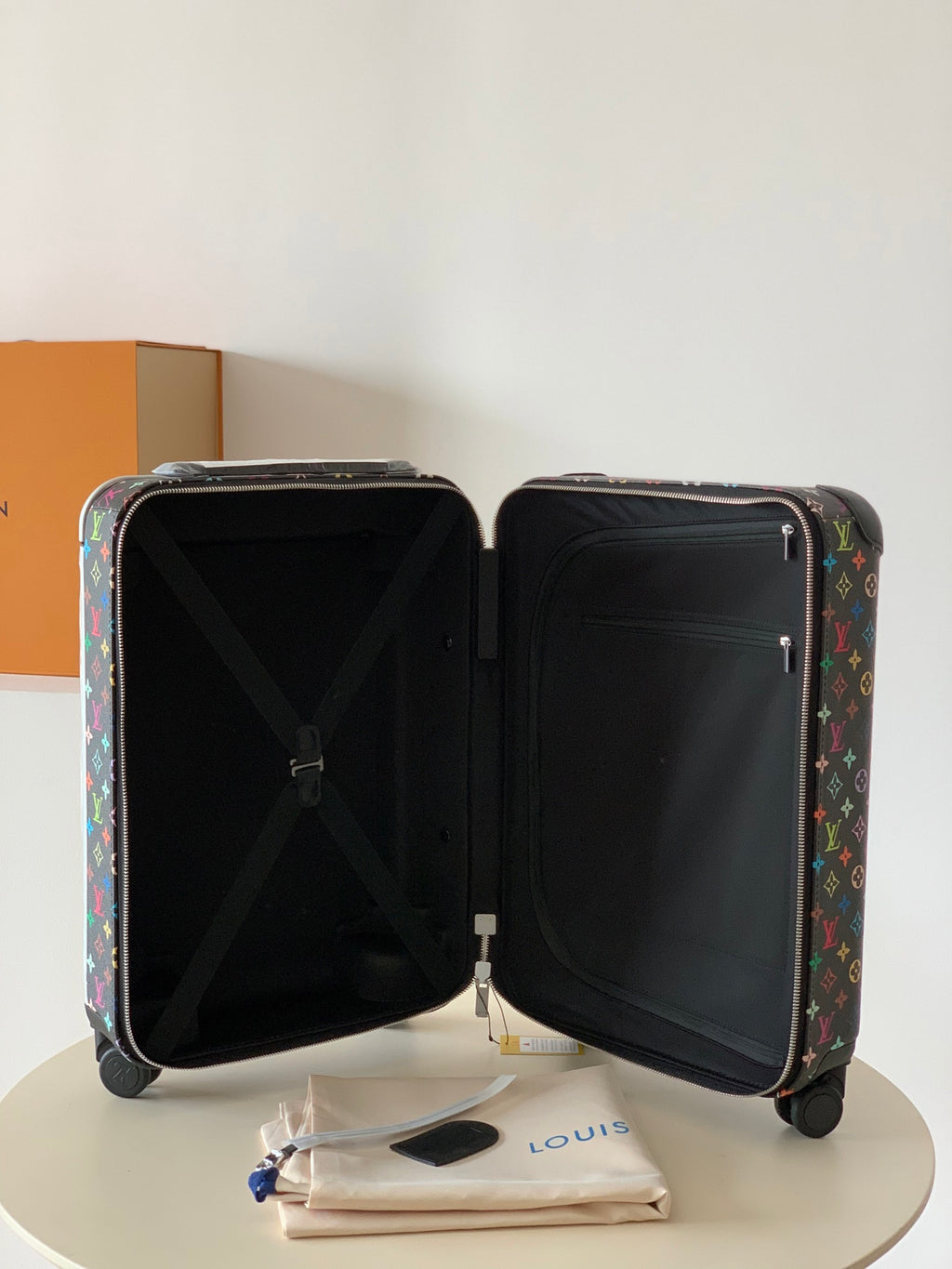 L*V Black Multi-Color Travel Luggage
