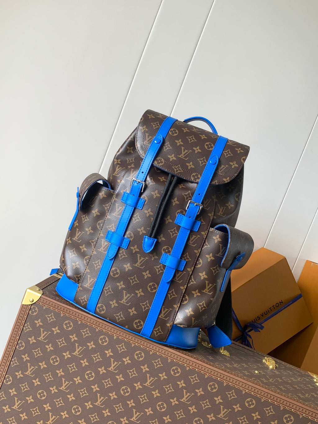 L*V Christopher Backpack Brown W/ Blue MNG